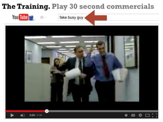 The Training. Play 30 second commercials
 