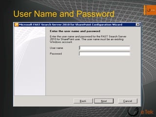 User Name and Password