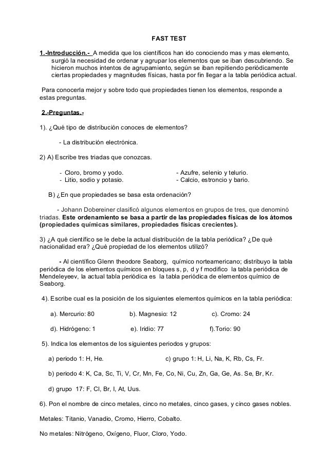 fast test 1 introduccin a medida que los cientficos han ido conociendo - Test De Tabla Periodica De Los Elementos Quimicos fast test 1 introduccin a medida que los cientficos han ido conociendo - Test De Tabla Periodica De Los Elementos Quimicos