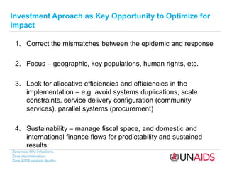 Investment Aproach as Key Opportunity to Optimize for
Impact
1. Correct the mismatches between the epidemic and response
2...