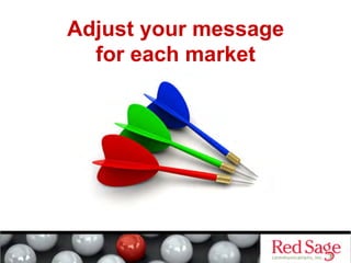 Adjust your message
for each market
 