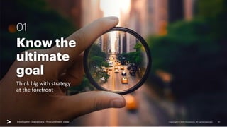 Copyright © 2021 Accenture. All rights reserved. 10
Intelligent Operations | Procurement View
Know the
ultimate
goal
Think big with strategy
at the forefront
01
 