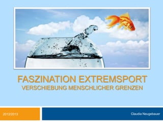 FASZINATION EXTREMSPORT
            VERSCHIEBUNG MENSCHLICHER GRENZEN



2012/2013                                Claudia Neugebauer
 