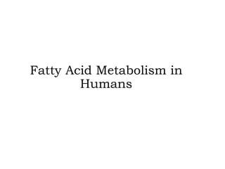 Fatty Acid Metabolism in 
Humans 
 