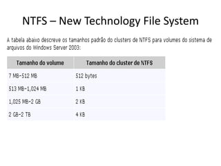 NTFS – New Technology File System
 