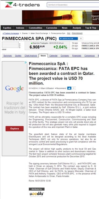 Fata Gruppo di Finmeccanica su 4 traders