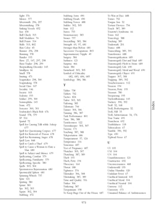 Sight 376                             Stabbing Arms 490                   To Win at Dice 688
Silence 377                           Stabbing Heads 490                  Tomes 752
Silversmith 296, 297                  Stabbing Torsos 488                 Tongue Size 52
Silversmithing 378                    Stabler 302, 305                    Torture Devices 754
Sinking Vessels 832                   State 112                           Touch 387, 389
Size 430                              Staves 753                          Tourette’s Syndrome 66
Skill Check 315                       Stonemasonry 383                    Town 162
Skill Modifiers 74                    Stones 737                          Toxicology 388
Skill Points 314                      Storytelling 383, 384               Tracking 389
Skills 313, 802                       Strength 69, 97, 681                Trademark 201
Skin Color 45                         Stronger than Before 681            Trance 688
Skinner 296, 298                      Successive Occupations 803          Transcribing 389, 391
Skinning 378                          Supernumerary Nipple 49             Transference 688
Slander 193                           Surgery 384                         Transmogrification 689
Slave 27, 147, 297, 298               Surliness 121                       Transmogrify Dirt and Mud 689
Slave-Trader 298, 299                 Surprise 466                        Transmogrify Flesh to Stone 689
Sleepwalking Disorder 143             Swim 384                            Transmogrify Life 690
Smallpox 66                           Swineherd 303, 305                  Transmogrify Metal and Wood 690
Smell 378                             Symbol of Ethicality                Transmogrify Object 691
Smiting 471                                682, 683, 684, 685             Trapper 307, 308
Soapmaker 298, 300                    Symbology 384, 386                  Trapping 389, 392
Soapmaking 378                                                            Treacherousness 112
Social Class 147                      T                                   Treason 194
Sociality 146                         Tables 738                          Treason, Petty 195
Society 165                           Tablets 752                         Treasure 780
Sodomy 193                            Tactics 824                         Trespassing 195
Soldier 299, 300                      Tailor 303, 305                     Trichotillomania 143
Somnophilia 143                                                           Trickery 390, 392




                                                                                                             Index
                                      Tailoring 385
Sonic 472                             Talismans 744                       Troll 32, 168
Sorcerer 300, 301                     Tanner 304, 306                     Troll, Borbytingarna 32
Soulstealer’s Black Bolt 676          Tanning 386, 387                    Troll, Hill 33
Sound 378, 379                        Task Performance 801                Troll, Subterranean 34, 176
SP 314                                Taste 386, 388                      True Name 691
Spatial 72                            Tastelessness 122                   Truncheon 692
Spell for Causing Talk while Asleep   Tavernkeeper 305, 307               Truthfulness 118
      677                             Taverns 171                         Tuberculosis 67
Spell for Questioning Corpses 677     Teaching 387, 388                   Tumble 390, 392
Spell for Removal of Poison 678       Teleportation 686                   Type 430
Spell for Restraining Anger 678       Temperament 37, 124                 Typhoid Fever 67
Spell Lists 848                       Temperance 116
Spell to Catch a Thief 679                                                U
                                      Tenesmus 687
Spell to Cause a Woman to Hate a      Test of Pregnancy 687               UI 105
      Man 680                         Thatcher 305, 307                   UM 104
Spell to Subject and Silence 679      Thatching 387, 389                  UN 104
Spellcasting, Combat 379              Theft 193                           Unambitiousness 121
Spellcasting, Familiarity 379         Theft, Petty 194                    Unattractive 692
Spellcasting, Specific 380            Theocracy 164                       Unconsciousness 468
Spells 503, 504                       Threat 188                          Underworld 155
Spermatozoa Rejuvenation 680          Tightness 374                       Undue Humility 120
Spermicidal Sphere 681                Tilemaker 306, 308                  Undulant Fever 67
Spinning Wheels 737                   Tilemaking 387, 389                 Unethical Immoral 105
Spite 121                             Time and Quality 316                Unethical Moral 104
Spitting 380                          Tinker 306                          Unethical Neutral 104
Sprint 381                            Tinkering 387                       Universe 112
Spy 302, 303                          Tiropatinam 198                     University 173
Squire 302, 304                       To Keep Bugs Out of the House 687   Unnamed Balance of Ambitiousness
Stabbing 472

                                                     971
 