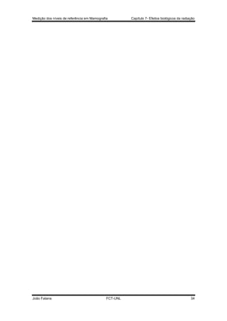 Medição dos níveis de referência em Mamografia

João Fatana

FCT-UNL

Capítulo 7- Efeitos biológicos da radiação

34

 