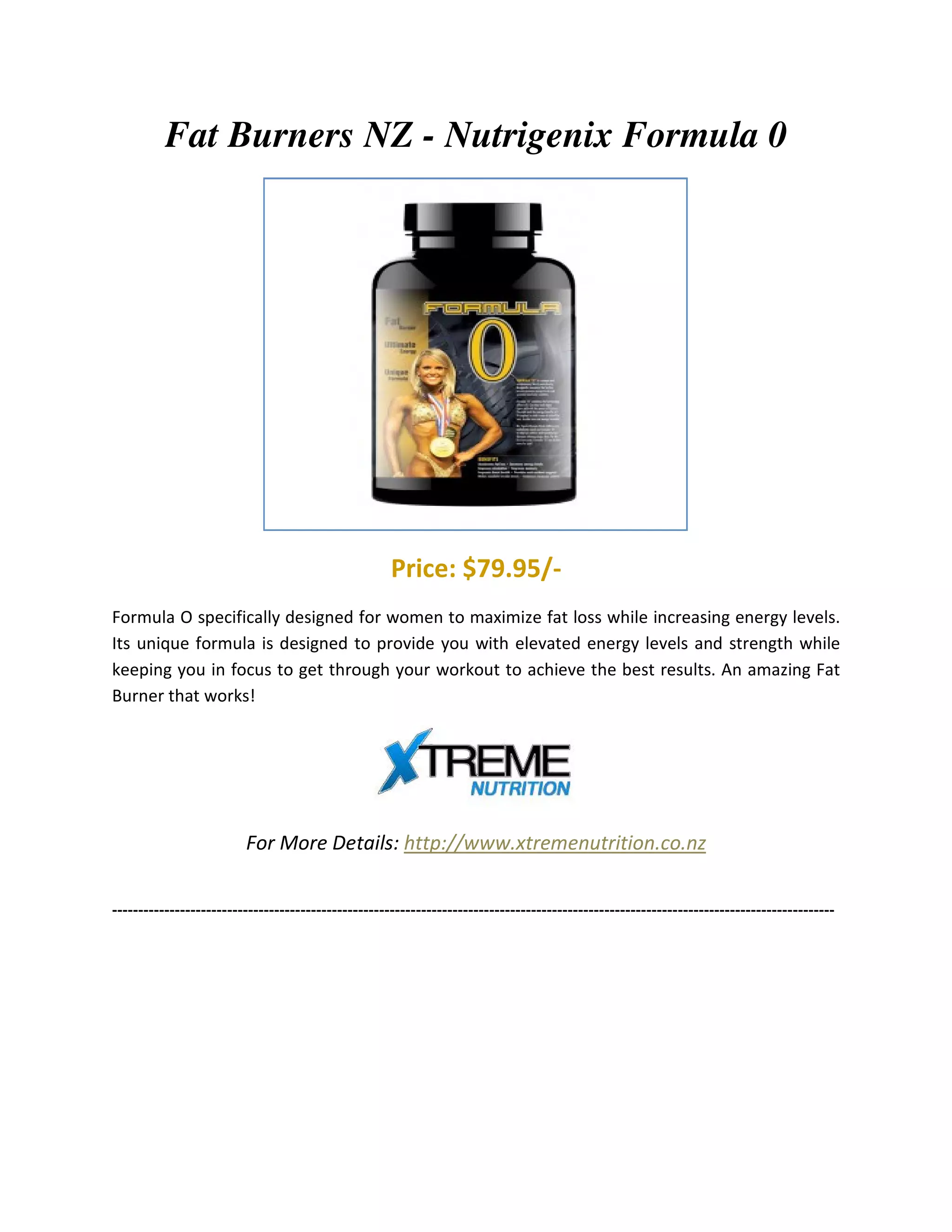 Fat burners nz nutrigenix formula 0 PDF