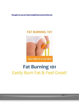 Brought to you by http://weightlossreviewonline.net 
Fat Burning 101 
Easily Burn Fat & Feel Great! 
Page | 1 
 