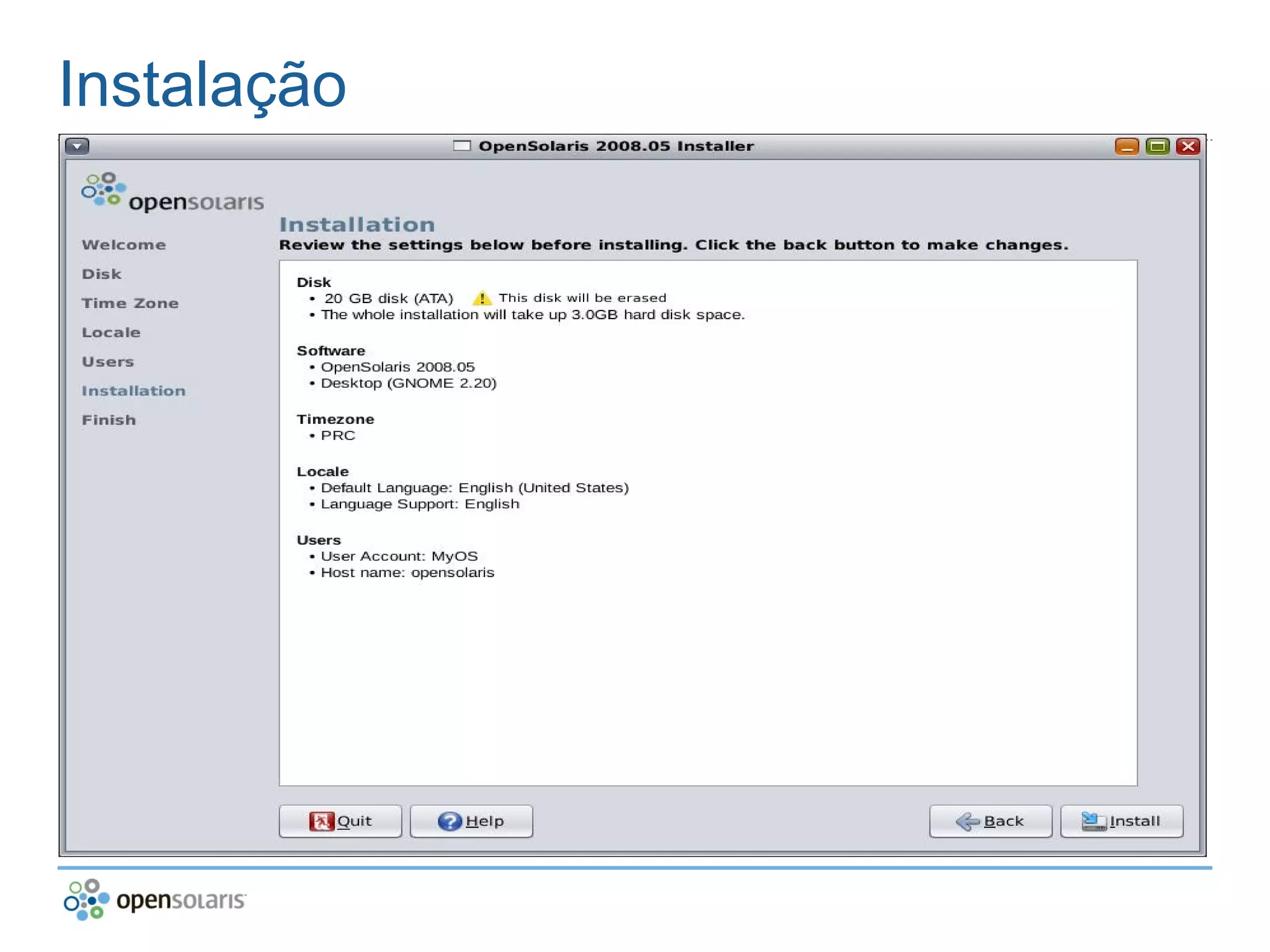 OpenSolaris no Virtual box