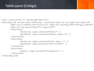 TableLayout (Código)
 