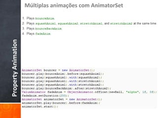 Múltiplas animações com AnimatorSet
Property Animation
 