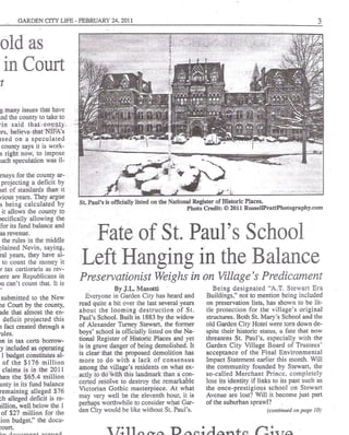 Fate of st. paul's school, garden city life, feb. 24, 2011 