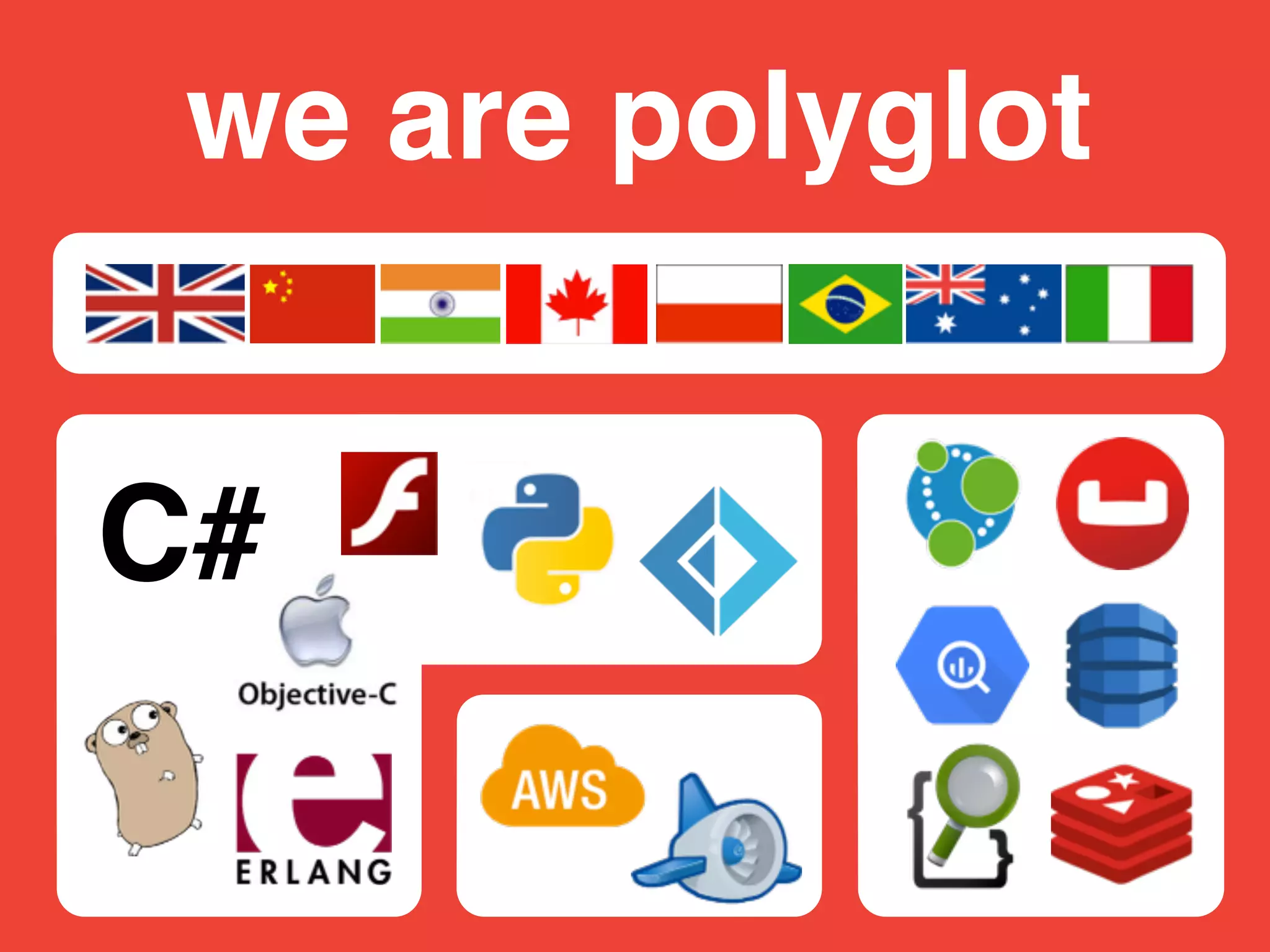 we are polyglot
C#
 