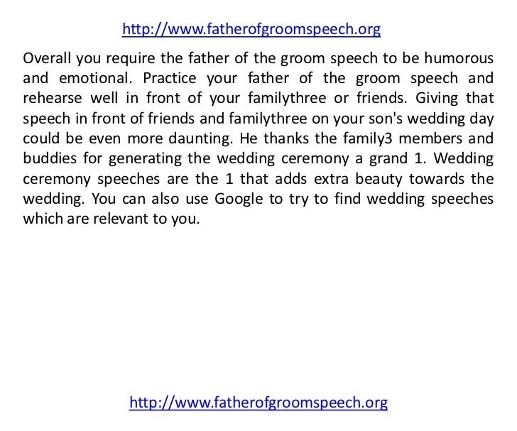 Father of groom speech