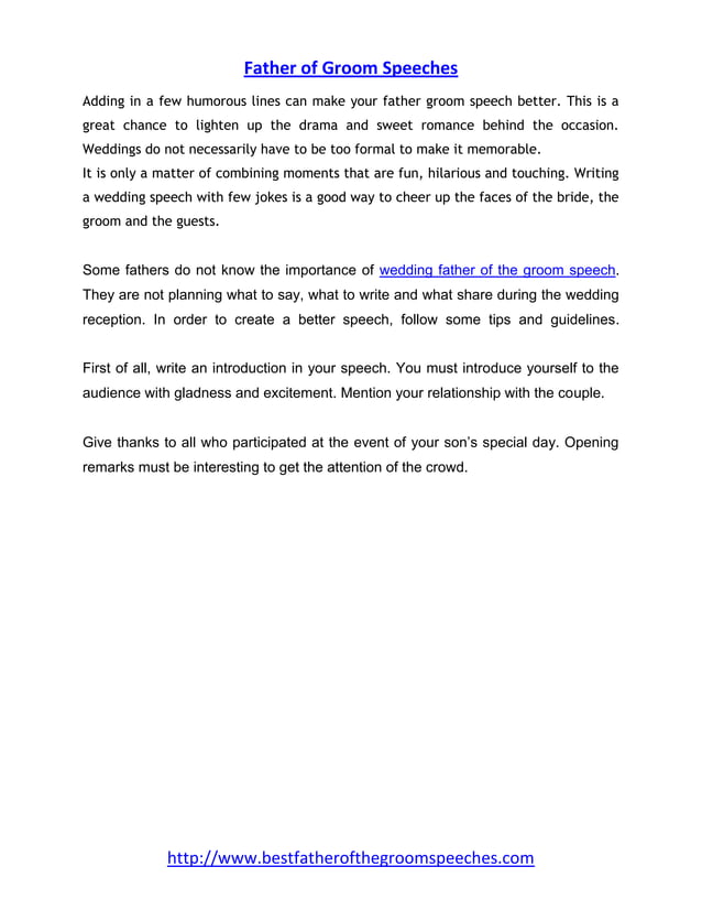 Father of Groom Speech 4 Steps to Create a Wonderful Speech PDF