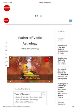 Father of Vedic Astrology - Maharishi Parashar