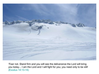 ‘Fear not. Stand firm and you will see the deliverance the Lord will bring you today... I am the Lord and I will fight for you; you need only to be still’  (Exodus 14:13-14) 