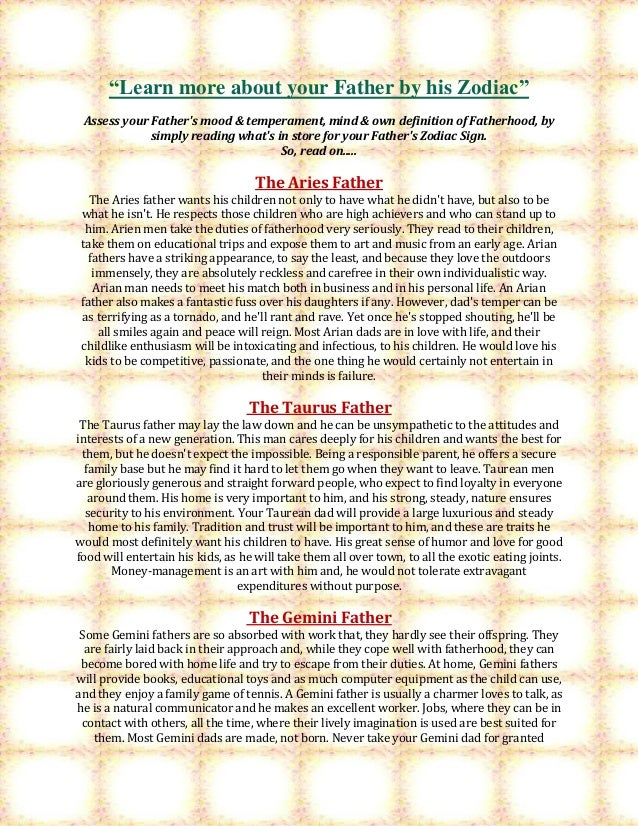 nature of fathers as by their zodiac nature of fathers as by their zodiac