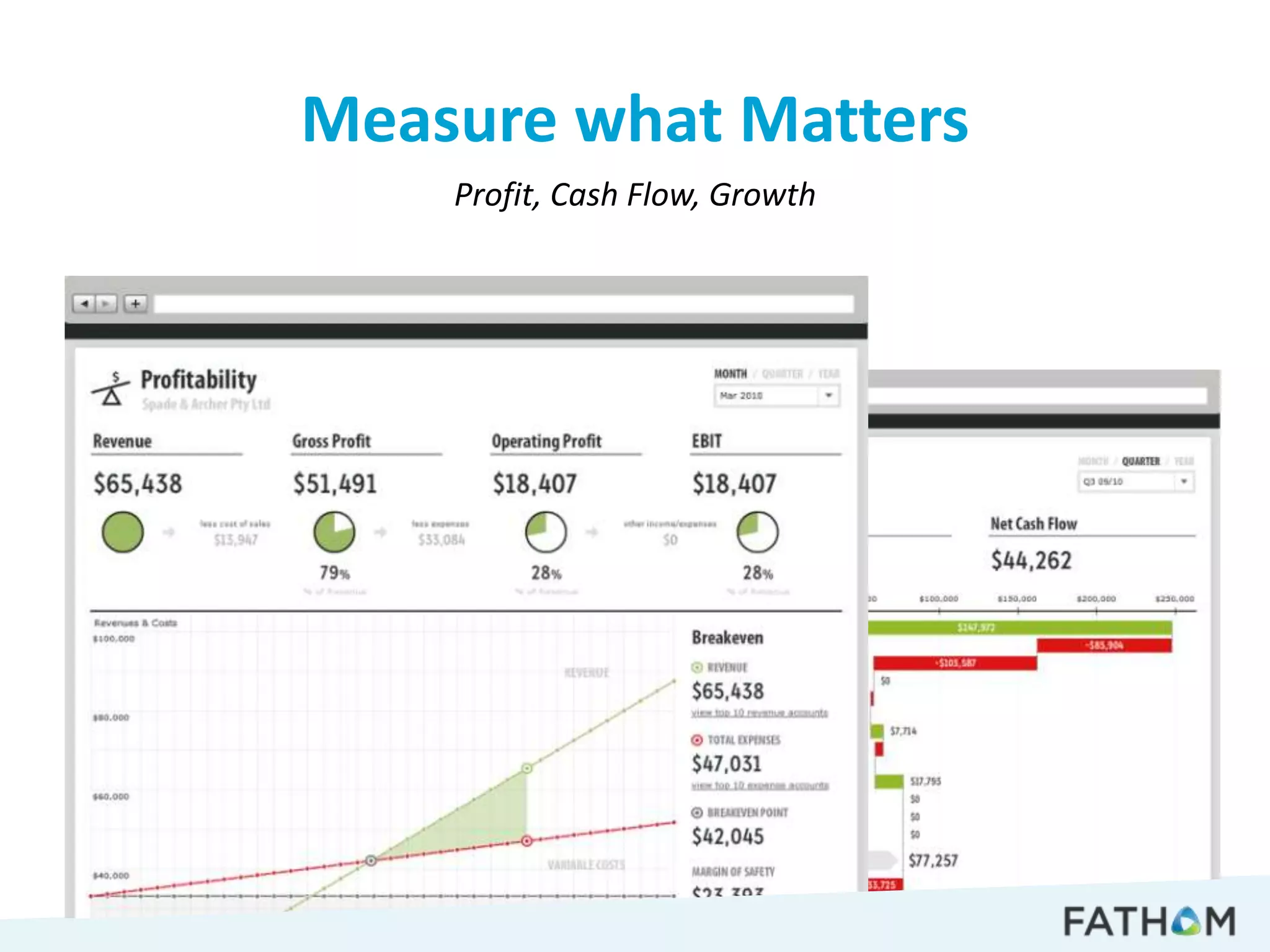 Measure what Matters
    Profit, Cash Flow, Growth
 