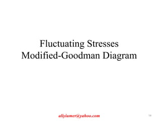 Fluctuating Stresses
Modified-Goodman Diagram
aliyiumer@yahoo.com 14
 