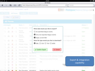 Export & integration
capability
 