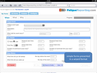 simple forms presented
in a wizard format
 