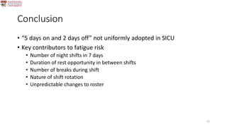 Fatigue risk associated with shift work in ICU nurses | PPTX