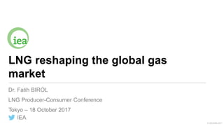 © OECD/IEA 2017
LNG reshaping the global gas
market
Dr. Fatih BIROL
LNG Producer-Consumer Conference
Tokyo – 18 October 20...