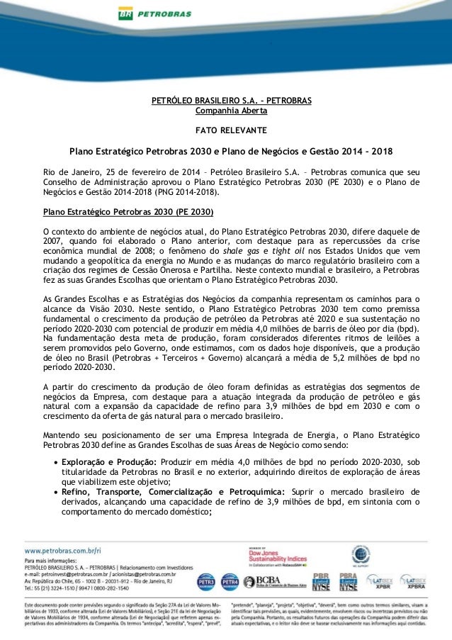 Plano de negocios petrobras