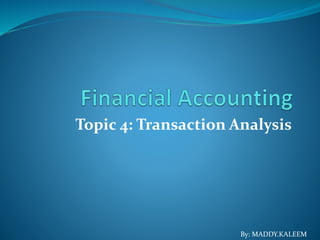 Topic 4: Transaction Analysis
By: MADDY.KALEEM
 