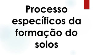 Processo
específicos da
formação do
solos
 