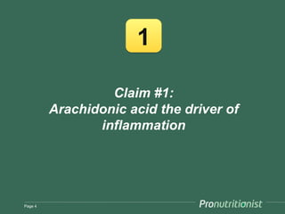 1

                  Claim #1:
         Arachidonic acid the driver of
                inflammation




Page 4
 