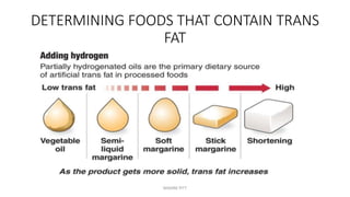 DETERMINING FOODS THAT CONTAIN TRANS
FAT
MAXINE PITT
 
