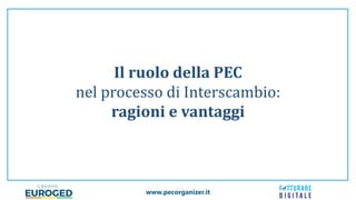 www.pecorganizer.it
Il ruolo della PEC
nel processo di Interscambio:
ragioni e vantaggi
 