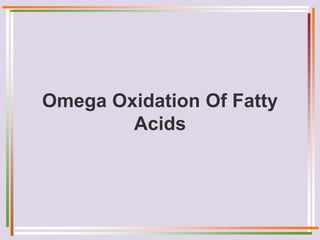 Omega Oxidation Of Fatty
Acids
 