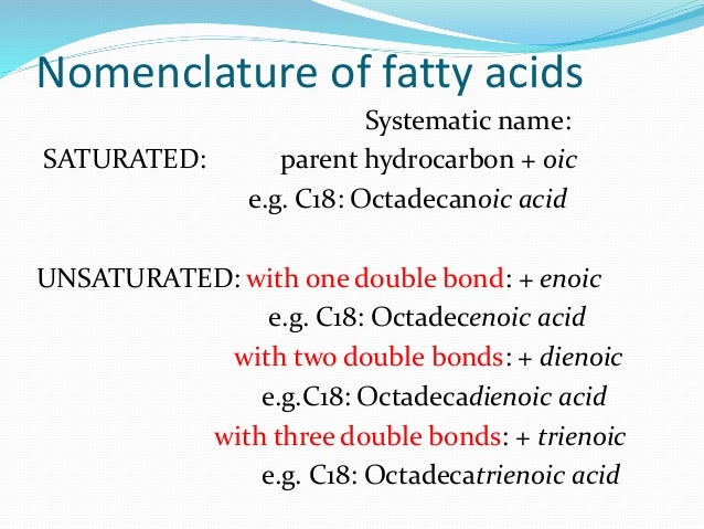 nomenclature of fatty acids pdf