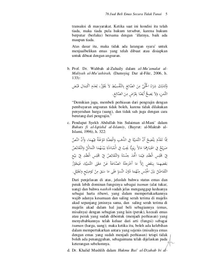 Fatwa Dsn Mui No 77 Tentang Murabahah Emas
