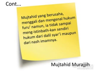 Cont...




          Mujtahid Murajjih
 