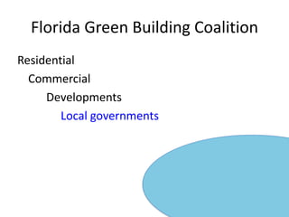 Florida Green Building CoalitionResidential  	Commercial			Developments				Local governments