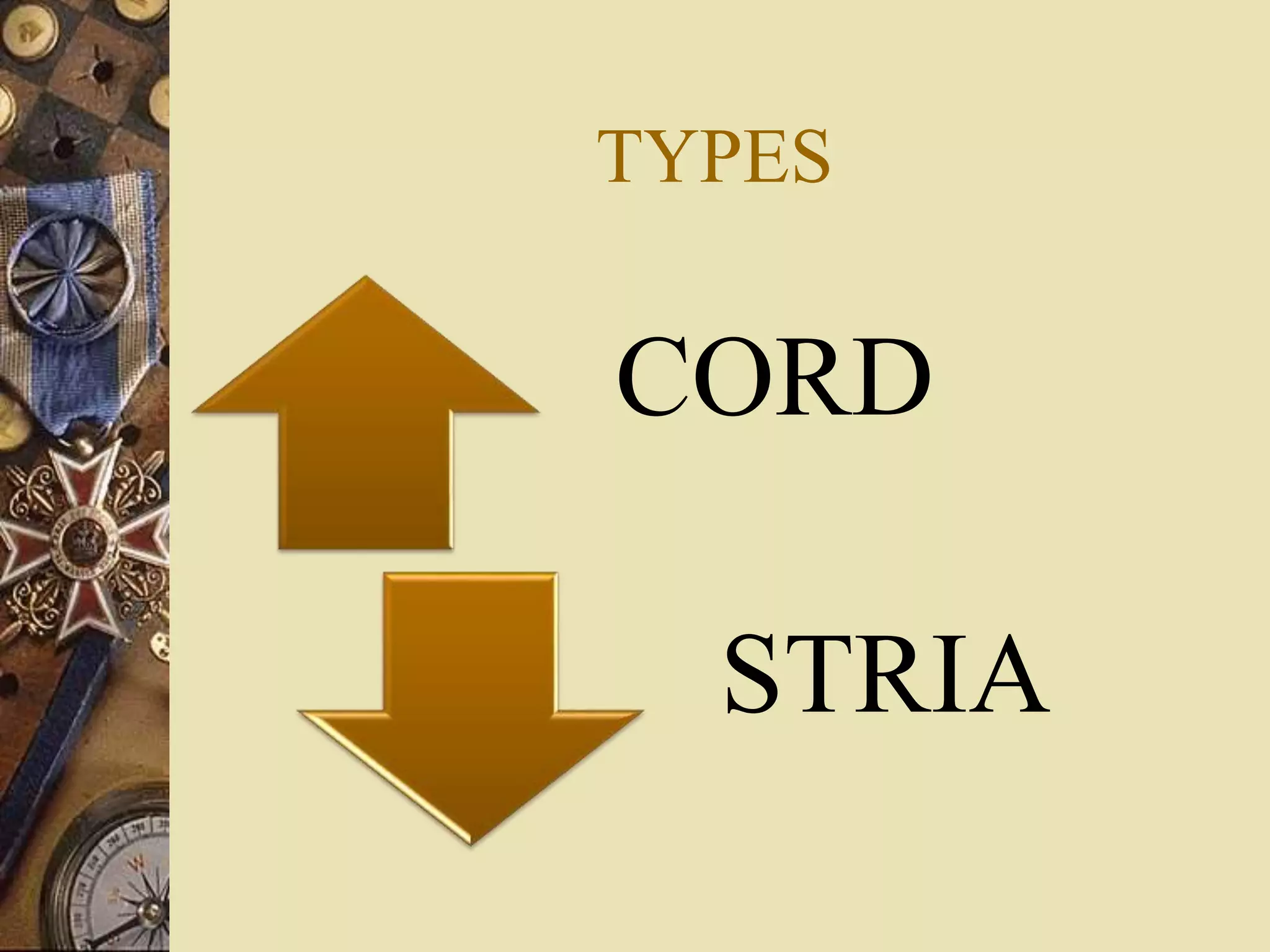 TYPES
CORD
STRIA
 
