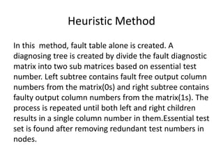 Fault Table Method Withe Image Fault detection and test minimization methods | PPTX