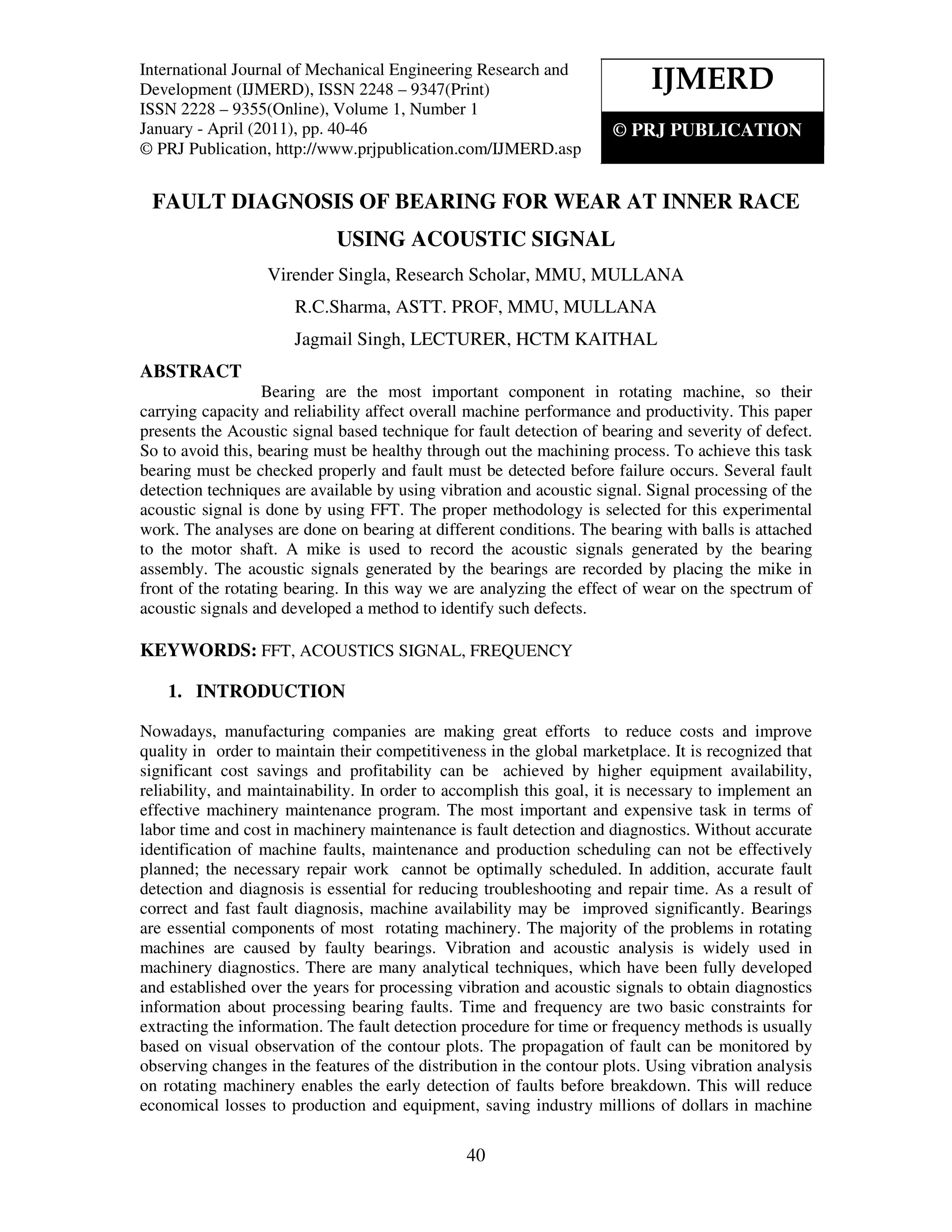 Fault diagnosis of bearing | PDF
