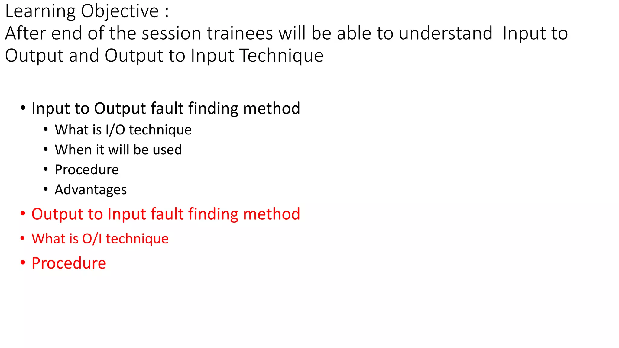 Fault finding method io and oi | PPTX