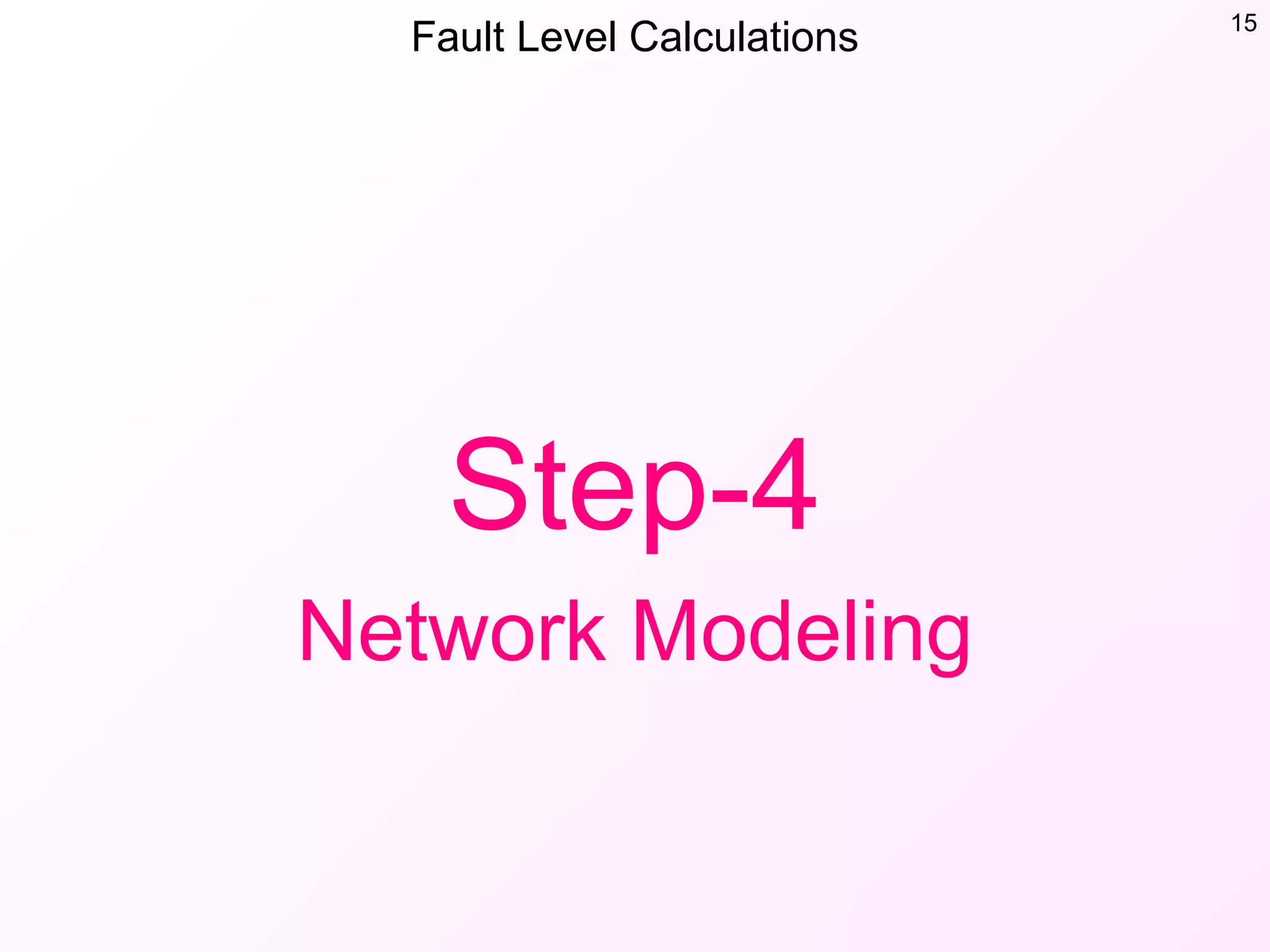 Fault Level Calculations 15
Step-4
Network Modeling
 