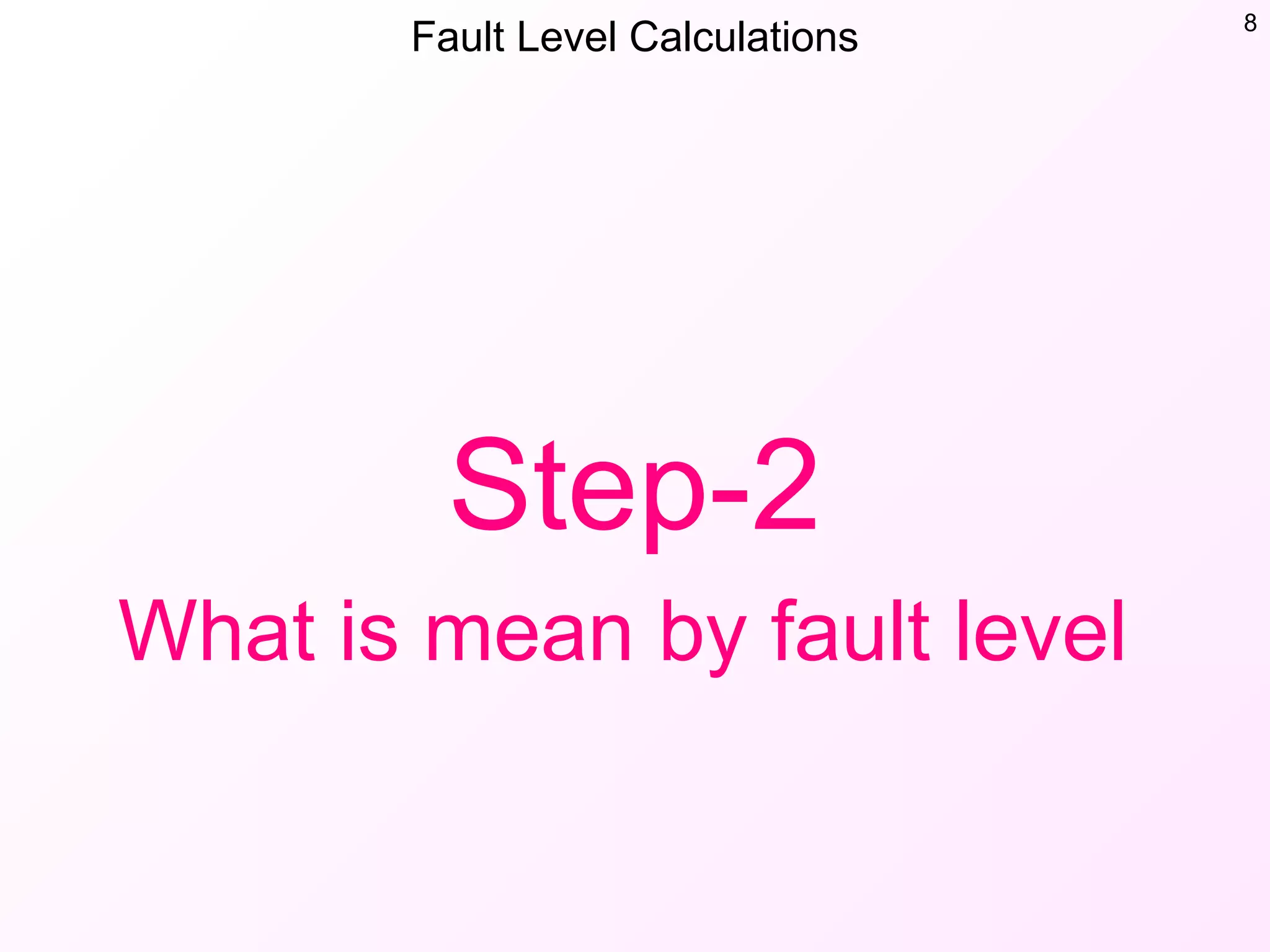 Fault Level Calculations 8
Step-2
What is mean by fault level
 