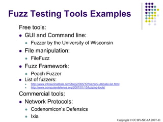 Fault Models Overview – ReactionsReactions against Runtime Fault BugsIt will never happen in real lifeA user will not do thatIt should fail in such conditionsIt is an unsupported scenarioWe can’t fix thisIt is a third-party problemHow would you reply?Whose decision it ultimately is?Copyright © CC:BY-NC-SA 2007-11