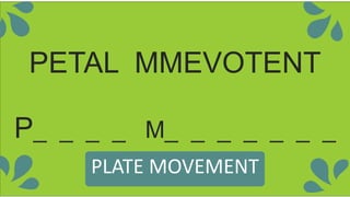 PETAL MMEVOTENT
P_ _ _ _ M_ _ _ _ _ _ _
PLATE MOVEMENT
 