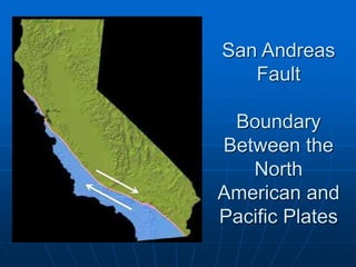 San Andreas
Fault
Boundary
Between the
North
American and
Pacific Plates
 